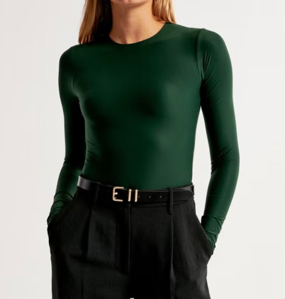 Abercrombie & Fitch Long Sleeve Bodysuit Dark Green XS